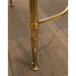 Table Basse Tripartite en Laiton et Miroirs Églomisés de la Maison Baguès, Travail Français, Vers 1940