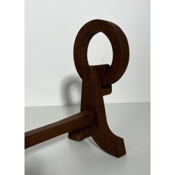 Paire de Chenets Modernistes en Fer Forgé, Travail Français dans le Goût de Jacques Adnet, Vers 1950