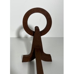 Paire de Chenets Modernistes en Fer Forgé, Travail Français dans le Goût de Jacques Adnet, Vers 1950