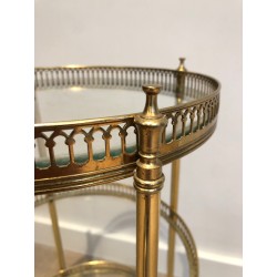 Neoclassical Three-Tier Round Brass Drinks Trolley, Attributed to Maison Jansen, French Work, Circa 1940