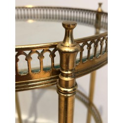 Neoclassical Three-Tier Round Brass Drinks Trolley, Attributed to Maison Jansen, French Work, Circa 1940