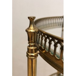 Neoclassical Three-Tier Round Brass Drinks Trolley, Attributed to Maison Jansen, French Work, Circa 1940