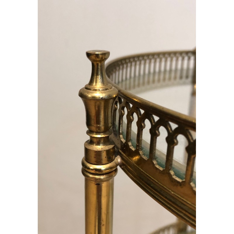 Neoclassical Three-Tier Round Brass Drinks Trolley, Attributed to Maison Jansen, French Work, Circa 1940