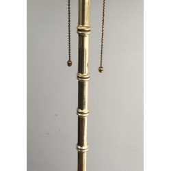 Lampadaire de parquet Façon Faux-Bambou en Bronze et Laiton de Jacques Adnet