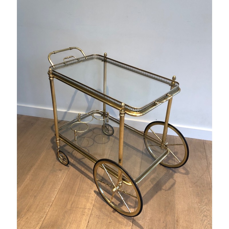 Neoclassical Brass Drinks Trolley with Removable Trays by Maison Baguès, French Work, Circa 1940