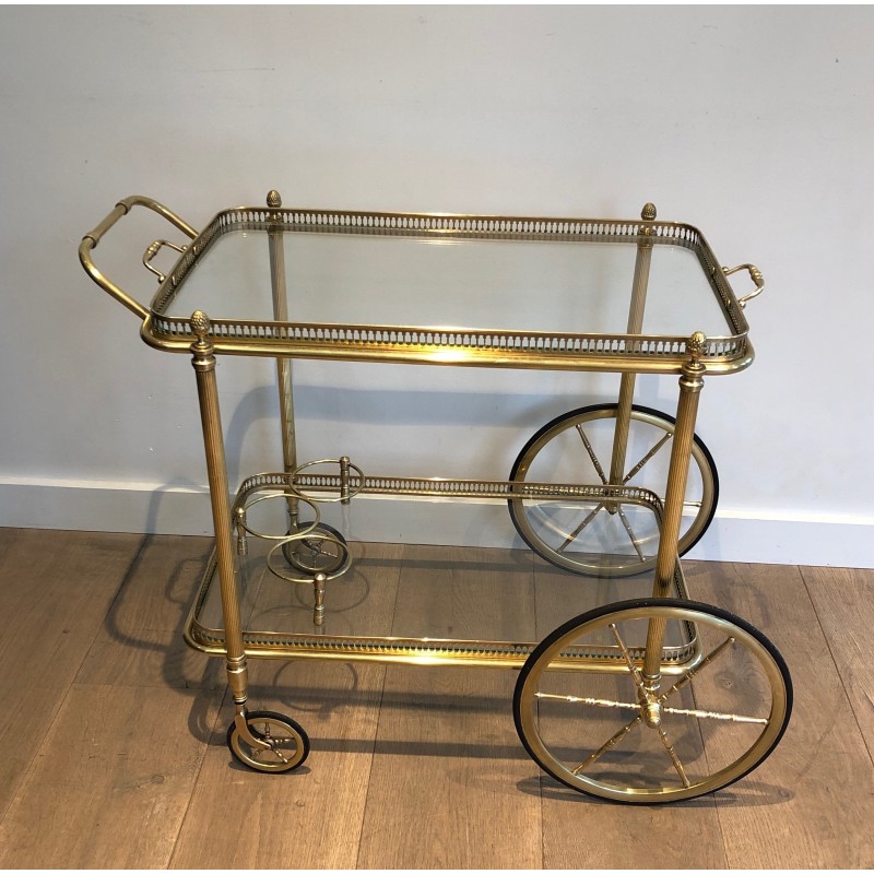 Neoclassical Brass Drinks Trolley with Removable Trays by Maison Baguès, French Work, Circa 1940