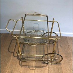 Neoclassical Brass Drinks Trolley with Removable Trays by Maison Baguès, French Work, Circa 1940