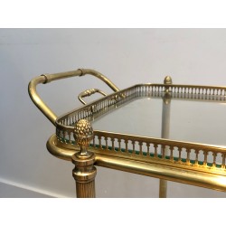 Neoclassical Brass Drinks Trolley with Removable Trays by Maison Baguès, French Work, Circa 1940