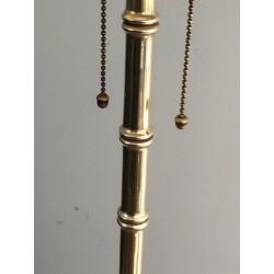 Lampadaire de parquet Façon Faux-Bambou en Bronze et Laiton de Jacques Adnet