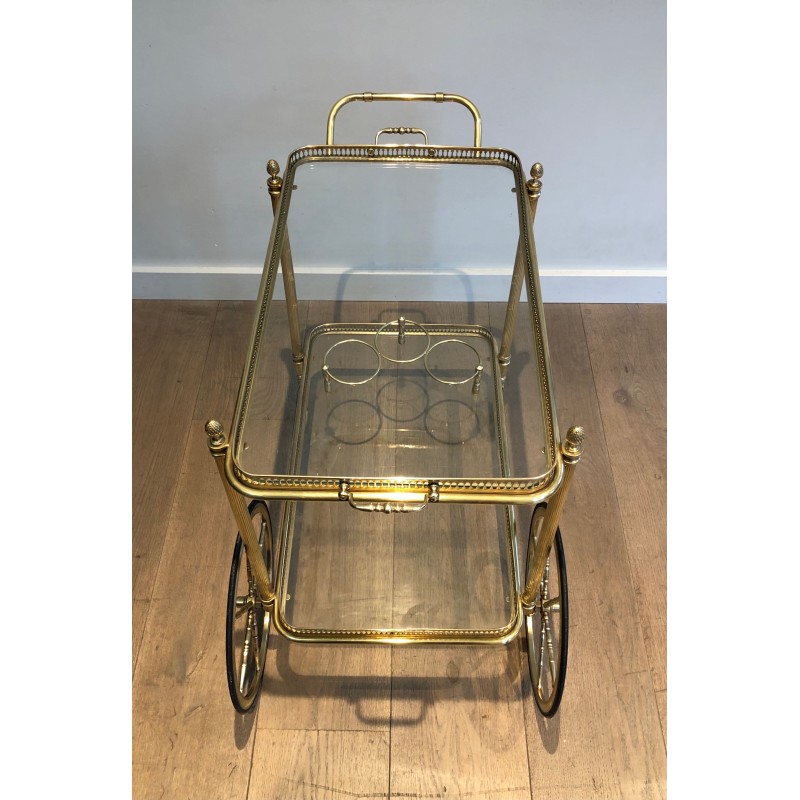 Neoclassical Brass Drinks Trolley with Removable Trays by Maison Baguès, French Work, Circa 1940