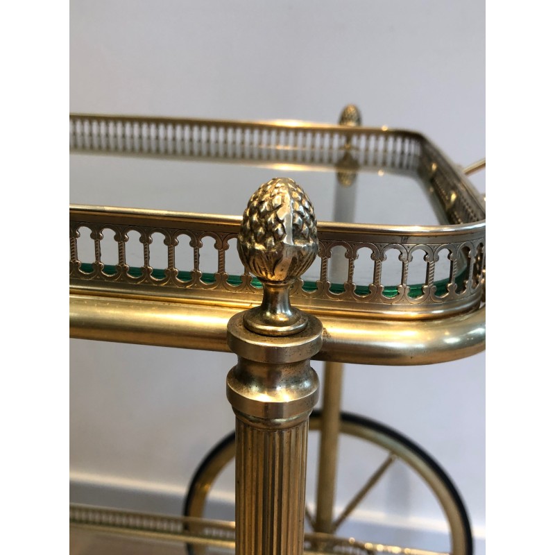 Neoclassical Brass Drinks Trolley with Removable Trays by Maison Baguès, French Work, Circa 1940