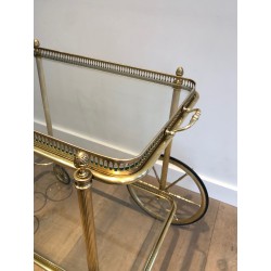 Neoclassical Brass Drinks Trolley with Removable Trays by Maison Baguès, French Work, Circa 1940
