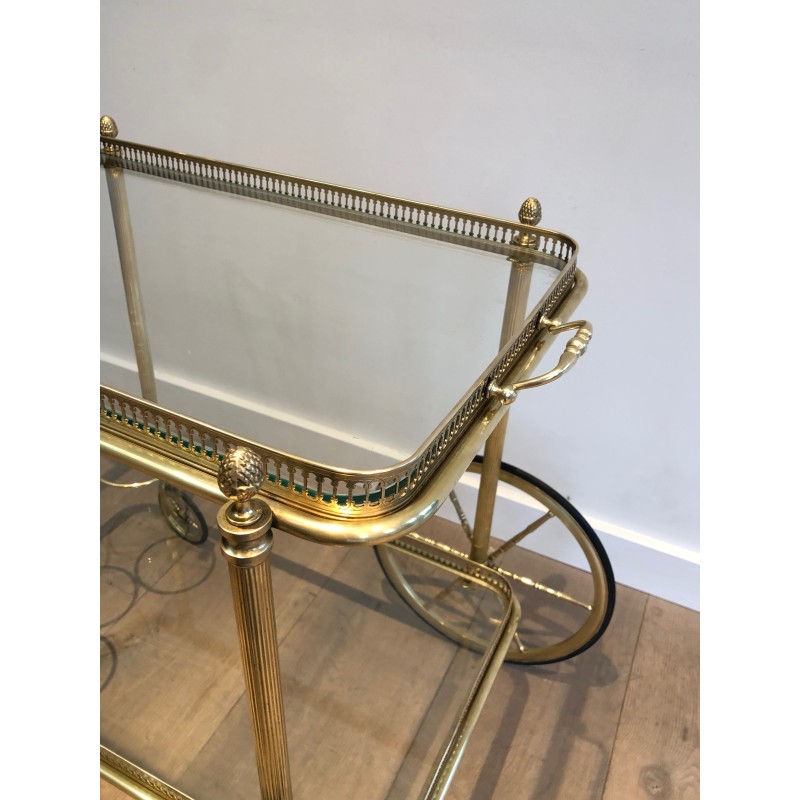 Neoclassical Brass Drinks Trolley with Removable Trays by Maison Baguès, French Work, Circa 1940
