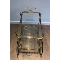 Neoclassical Brass Drinks Trolley with Removable Trays by Maison Baguès, French Work, Circa 1940