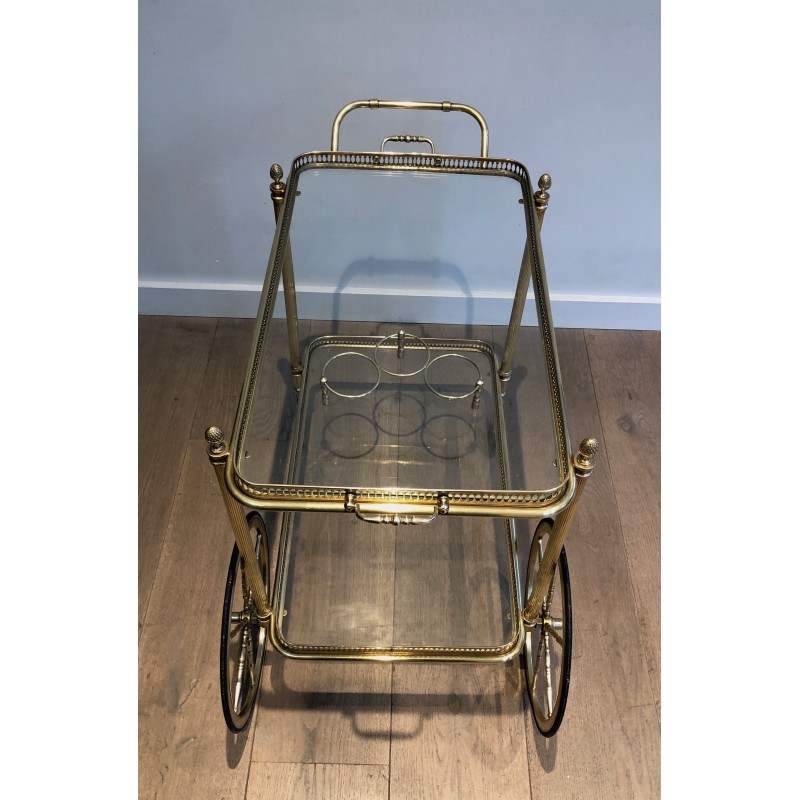 Neoclassical Brass Drinks Trolley with Removable Trays by Maison Baguès, French Work, Circa 1940