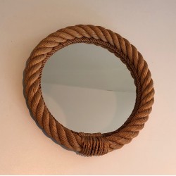 Round Rope Mirror, French Work in the Style of Audoux-Minet, Circa 1970