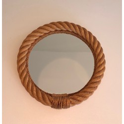 Round Rope Mirror, French Work in the Style of Audoux-Minet, Circa 1970