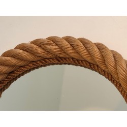 Round Rope Mirror, French Work in the Style of Audoux-Minet, Circa 1970