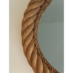 Round Rope Mirror, French Work in the Style of Audoux-Minet, Circa 1970