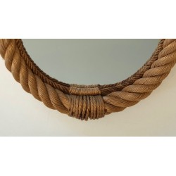 Round Rope Mirror, French Work in the Style of Audoux-Minet, Circa 1970