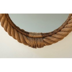 Round Rope Mirror, French Work in the Style of Audoux-Minet, Circa 1970