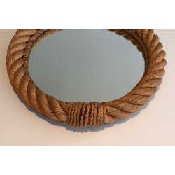 Round Rope Mirror, French Work in the Style of Audoux-Minet, Circa 1970