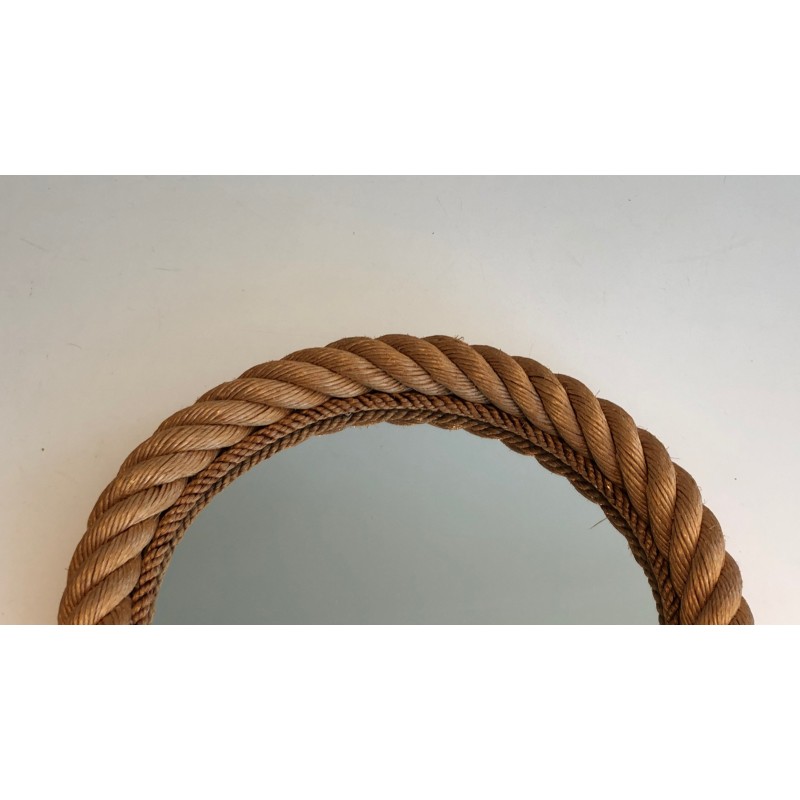 Round Rope Mirror, French Work in the Style of Audoux-Minet, Circa 1970