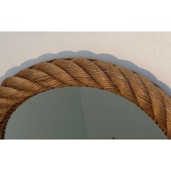 Round Rope Mirror, French Work in the Style of Audoux-Minet, Circa 1970