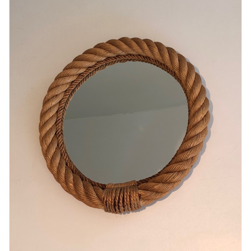 Round Rope Mirror, French Work in the Style of Audoux-Minet, Circa 1970