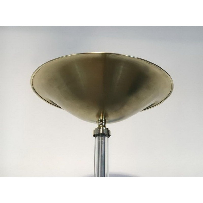 Beau Lampadaire de parquet en Laiton et Plexiglass