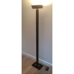 Black lacquered and brass floor lamp