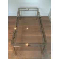Table Basse de Style Néoclassique en Chrome et Laiton, Travail Italien, Vers 1970