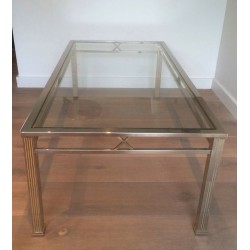 Neoclassical Style Chrome and Brass Coffee Table, Italian Work, Circa 1970