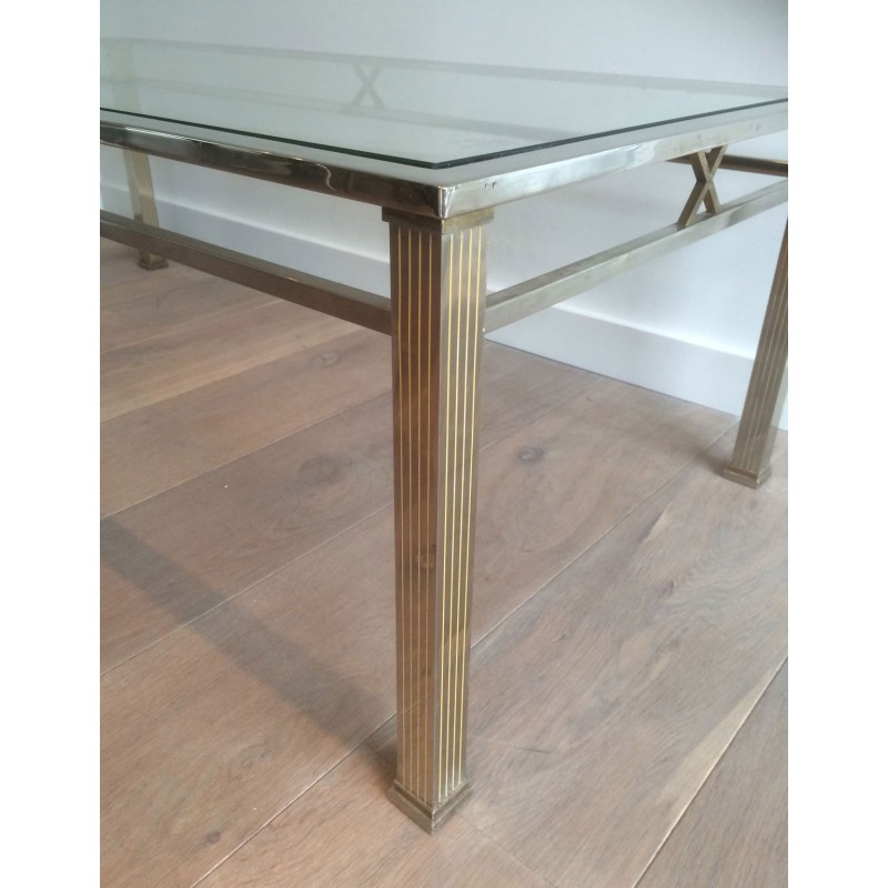 Neoclassical Style Chrome and Brass Coffee Table, Italian Work, Circa 1970