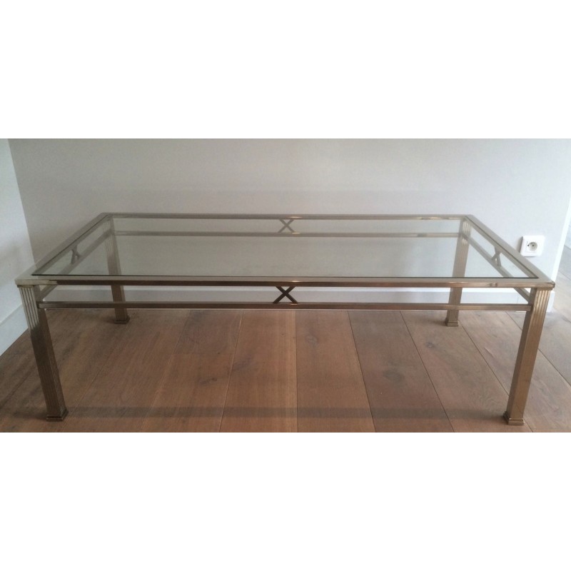 Neoclassical Style Chrome and Brass Coffee Table, Italian Work, Circa 1970