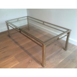 Table Basse de Style Néoclassique en Chrome et Laiton, Travail Italien, Vers 1970