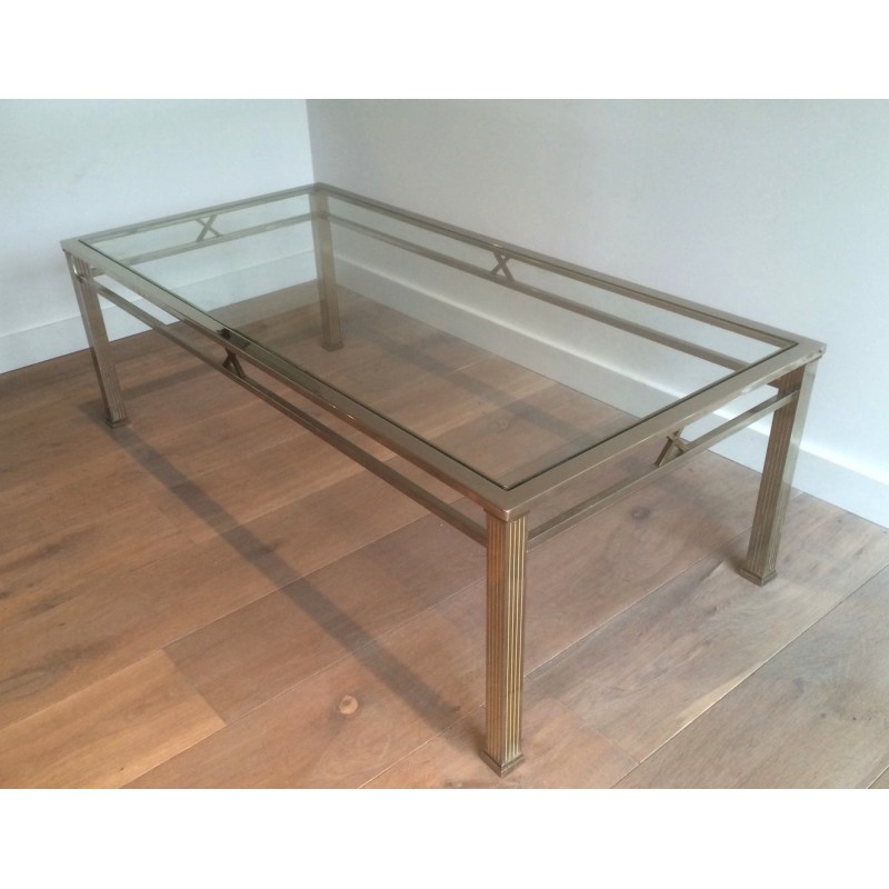 Neoclassical Style Chrome and Brass Coffee Table, Italian Work, Circa 1970