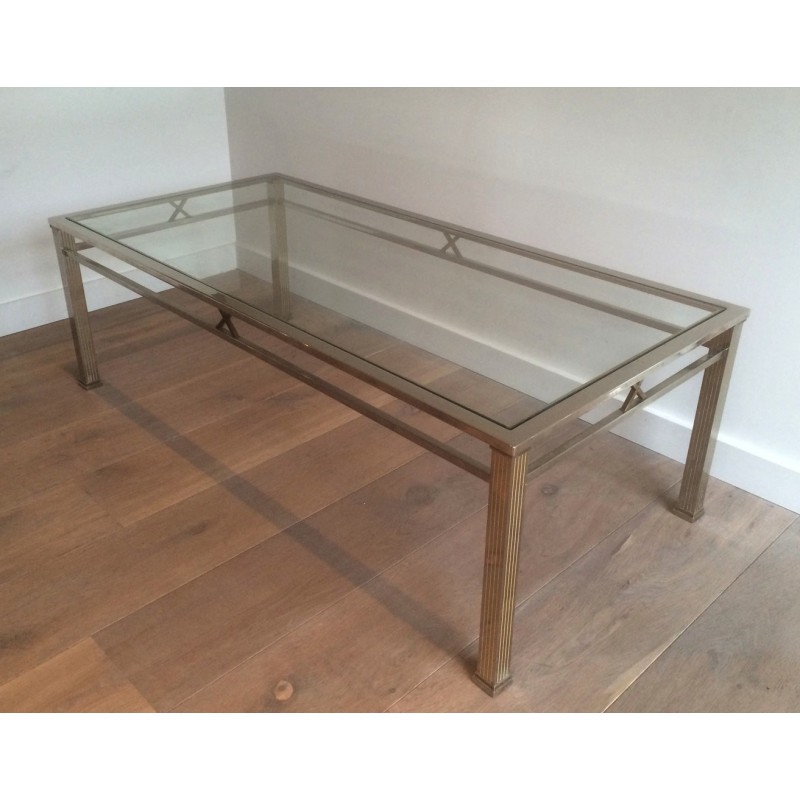 Neoclassical Style Chrome and Brass Coffee Table, Italian Work, Circa 1970