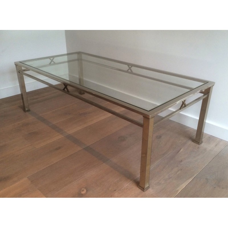 Neoclassical Style Chrome and Brass Coffee Table, Italian Work, Circa 1970