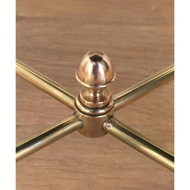 Suite de Trois Tables Gigognes Néoclassiques en Laiton à Plateaux de Verre Laqués Noirs, Maison Jansen, Vers 1940