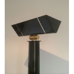 Black lacquered and brass floor lamp