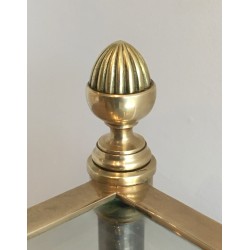 Neoclassical Brushed Steel and Brass Coffee Table by Maison Jansen, French Work, Circa 1940