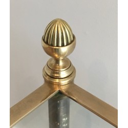 Table Basse Néoclassique en Acier Brossé et Laiton de la Maison Jansen, Travail Français, Vers 1940