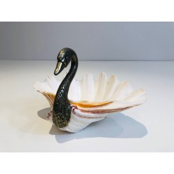 Silvered Metal and Shell Swan Vide-Poche, Attributed to Maison Jansen, French Work, Circa 1940