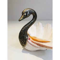 Silvered Metal and Shell Swan Vide-Poche, Attributed to Maison Jansen, French Work, Circa 1940