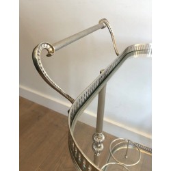 Neoclassical Silvered Brass Drinks Trolley, French Work in the Style of Maison Jansen, Circa 1940