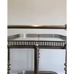 Neoclassical Silvered Brass Drinks Trolley, French Work in the Style of Maison Jansen, Circa 1940