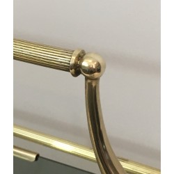 Porte-Revues Néoclassique en Laiton et Verres Bleutés de la Maison Jansen, Travail Français, Vers 1940