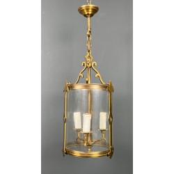 Small Neoclassical Bronze Lantern with Round Glass, French Work, Circa 1940