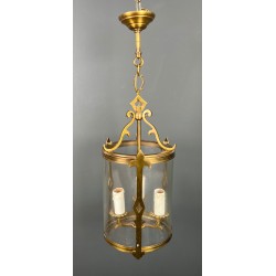 Petite Lanterne Néoclassique en Bronze et Verre Rond, Travail Français, Vers 1940